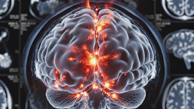 Human brain with neural activity perfect for tech startups and digital transformation themes