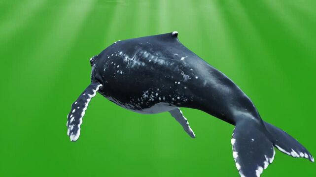 Humpback whale in green background emphasizing sustainability and breathtaking natural wonder