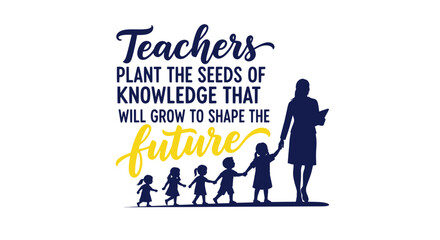 Naklejka premium Teacher Guides Children, Planting Seeds of Knowledge for Future Growth