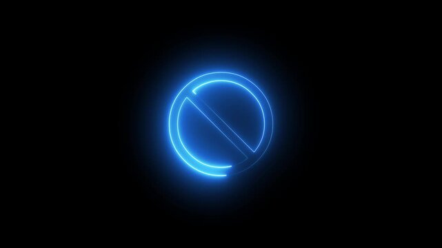 Neon do not sign glow and animation on black background.No Symbol animation isolated green screen. Prohibition Red Sign Chroma Key