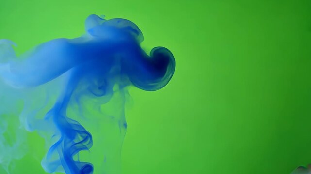 Blue Smoke on a Green Background