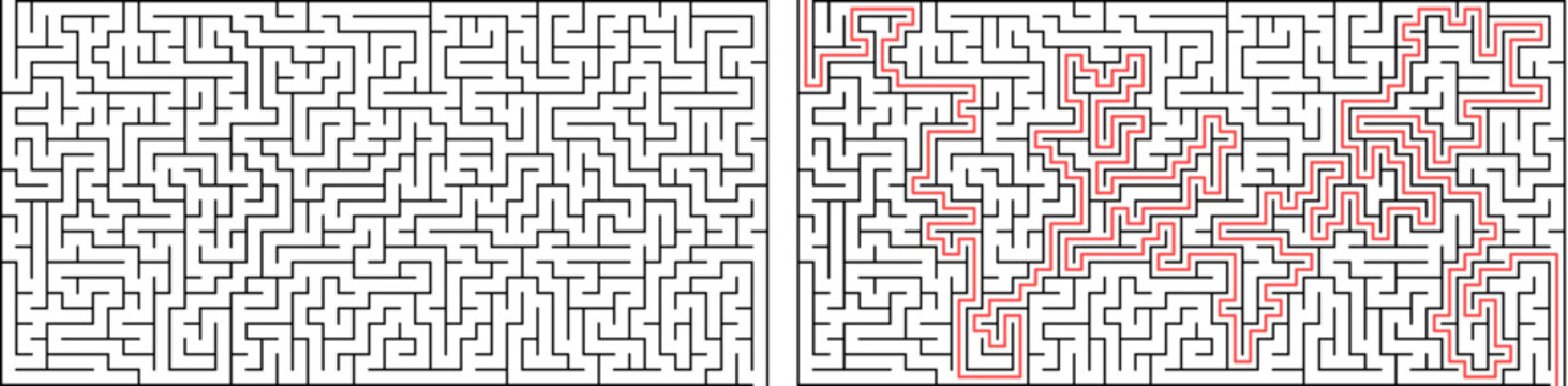 Complex Maze Puzzle with Solution Path