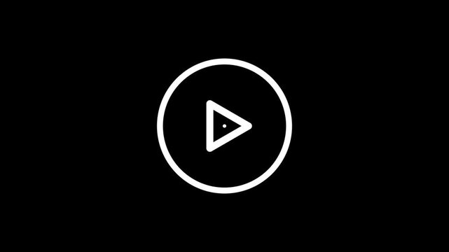 Play Button on black  background, animated icon.