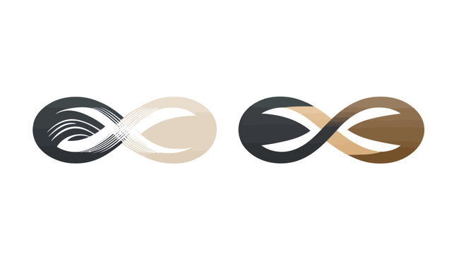 Two abstract infinity symbols in a minimalist style, featuring various color gradients