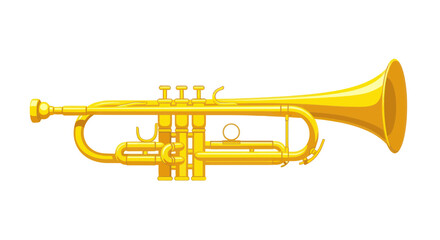 Obraz premium Golden Trumpet Isolated on White Background - Musical Instrument