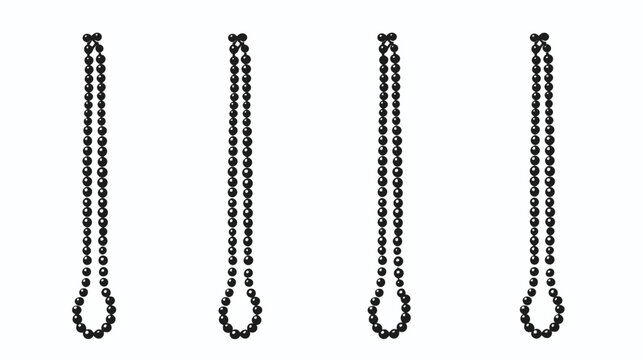 Four black bead necklaces arranged vertically against a plain white background