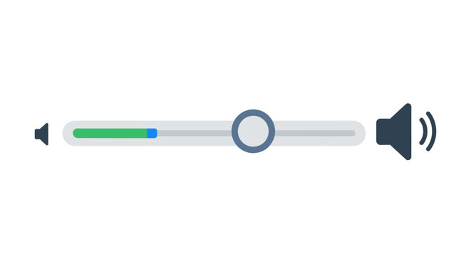 Minimalist digital volume control slider bar interface element.