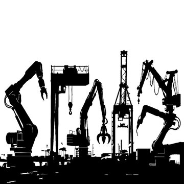 Industrial heavy machinery equipment silhouette.