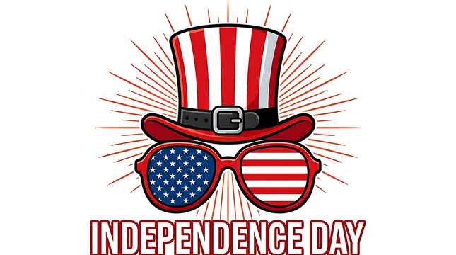 Uncle sam hat and sunglasses with american flag for independence day anthem celebration july