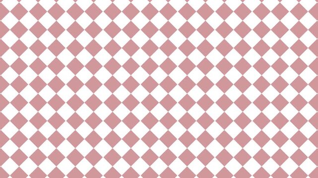 Geometric White Pink Dusty Rose Diamond Checker Pattern Looping Animation Background