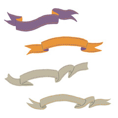 Obraz premium Ribbon banner set in purple orange and beige colors for Halloween