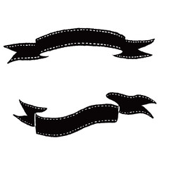 Obraz premium Ribbon top and bottom frame in monochrome with stitched design for Halloween