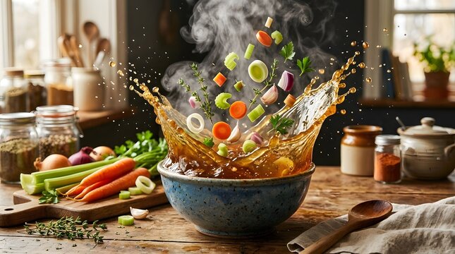 Natural Hot Vegetable Stock Splash