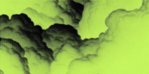 Fototapeta premium Grunge halftone overlay background with smoke or fire motion texture. Acid green color y2k aesthetics. Vector backdrop design template and creative projects