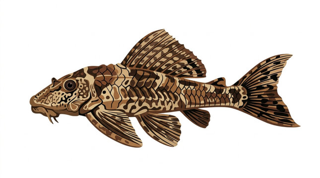 Plecostomus Suckermouth Catfish Tropical Aquarium Fish Vector Illustration