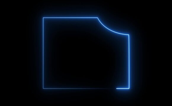 Abstract glowing neon light rectangle border frame animation, Futuristic light effect isolated on black Background