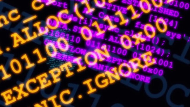 3D Flying Through Hacker AI Computer Code Background