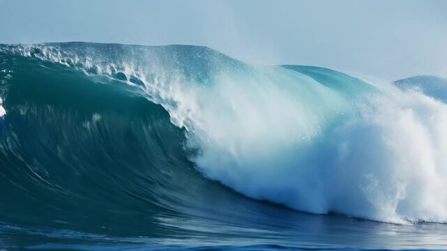 Large ocean wave curling emphasizing environmental sustainability and eco-tourism
