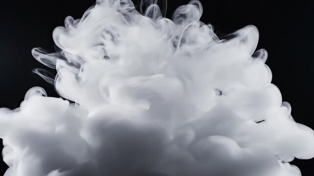 Abstract smoke cloud against black background highlighting geometric patterns and contemporary art
