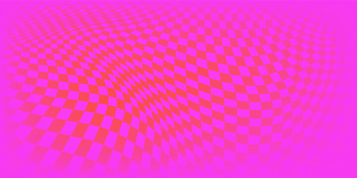 pink Groovy checker seamless pattern, wavy abstract retro checkerboard background. Trippy wave board geometric. eps 10