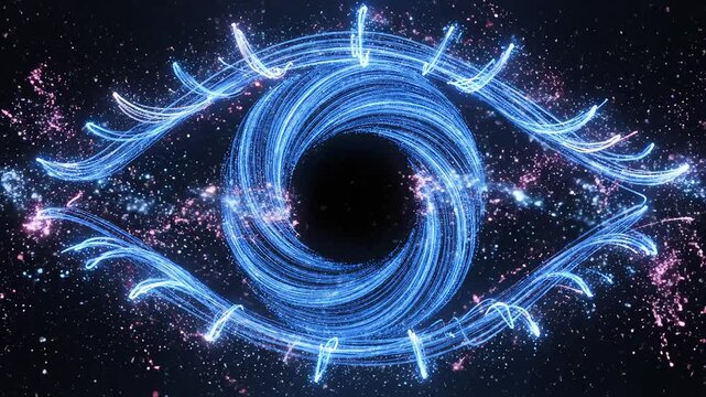 Blue glowing eye with sparkles perfect for UI/UX design and motion graphics