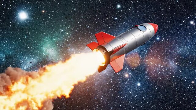Rocket launching into space highlighting environmental conservation and serenity
