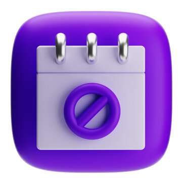 Calendar icon with a prohibition symbol indicating a blocked or unavailable date, perfect for scheduling apps and reminders