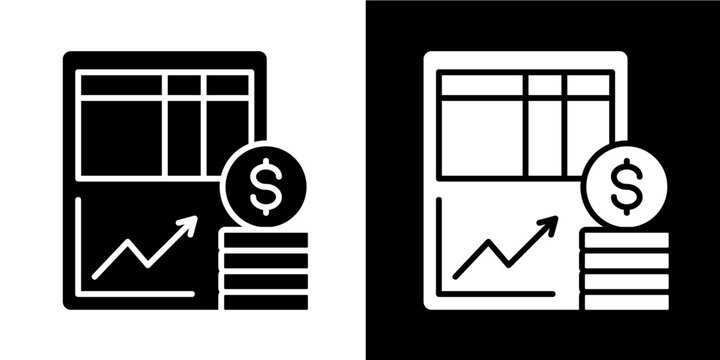 Expense Planning Graph  Icon Set White Glyph Style Collection
