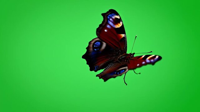Colorful butterfly on green background ideal for sleek commercial backgrounds and title sequences