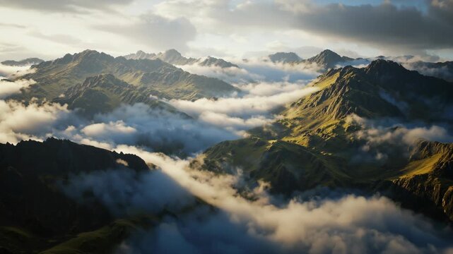 Exploring majestic mountain landscapes with clouds high altitude nature photography serene environment aerial perspective