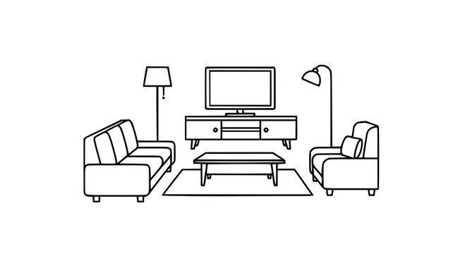 Modern living room furniture set with sofa armchair tv stand and lamps