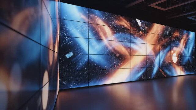 Large digital screen displaying cosmic scene symbolizing the limitless potential of digital design