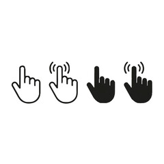 Obraz premium Four computer mouse cursor hand icons indicating clicking actions