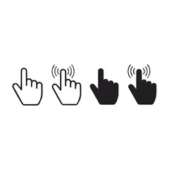 Fototapeta premium Four pointing hand icons in different styles and colors