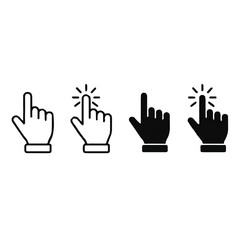 Fototapeta premium Four pointing hand cursor icons in different styles and states