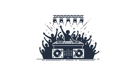 Black and white boombox with crowd. © rapa