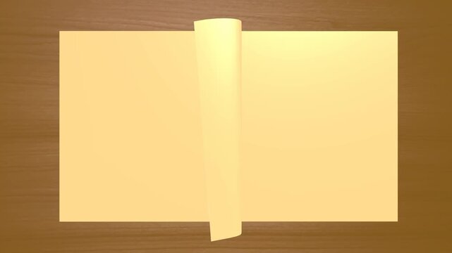  3D Flipping book page curl transition animation being flipped over, Opening book video