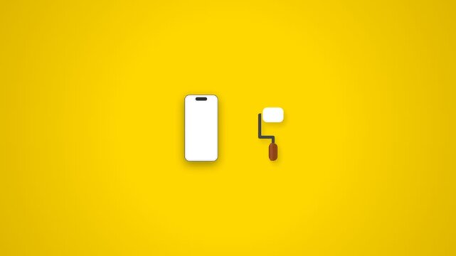 Creative Mobile App Redesign and Digital Customization Concept with Paint Roller