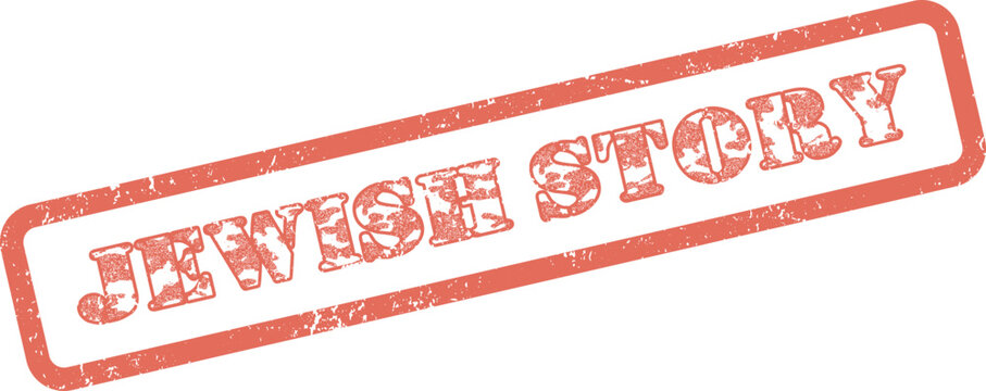 Compelling red rubber stamp presenting the meaningful text Jewish Story in a grunge style