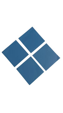 Blue geometric diamond shape with four squares inside
