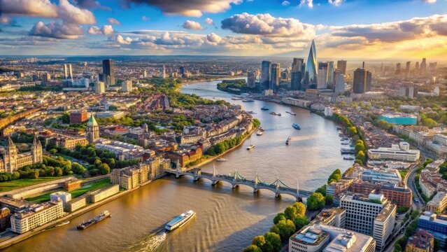 Aerial view of london and the river thames