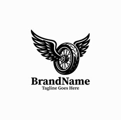 Fototapeta premium Motorcycle Wheel Logo Custom Garage Vector