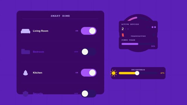 Smart Home Control Dashboard UI Design Illustration
