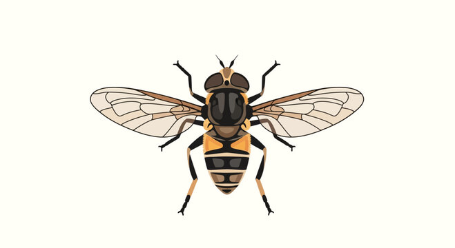 Syrphid hover fly with striped abdomen and translucent wings