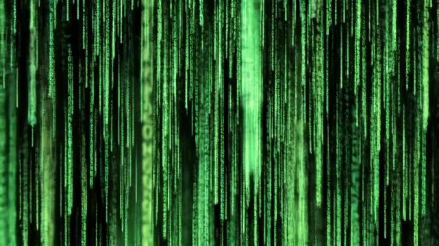 Digital code rain falling symbolizing the cutting-edge of futuristic design