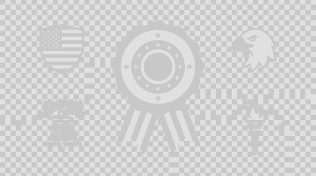 Patriotic Symbols: Eagle, Flag, Liberty Bell, Medal, Fireworks