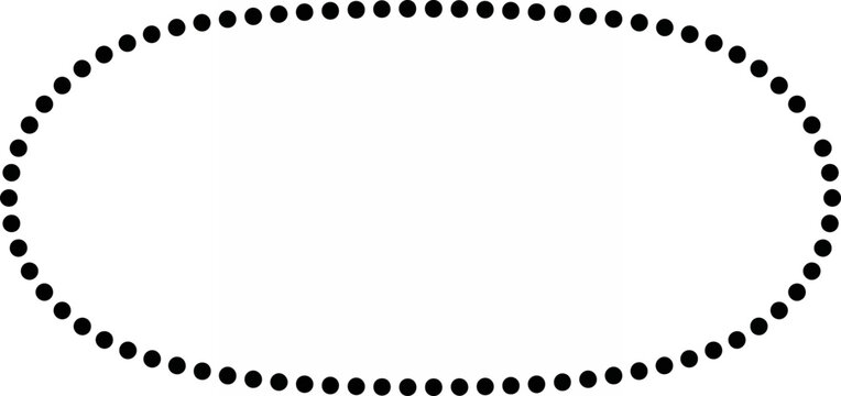 Minimalist dotted oval shape isolated on white background.