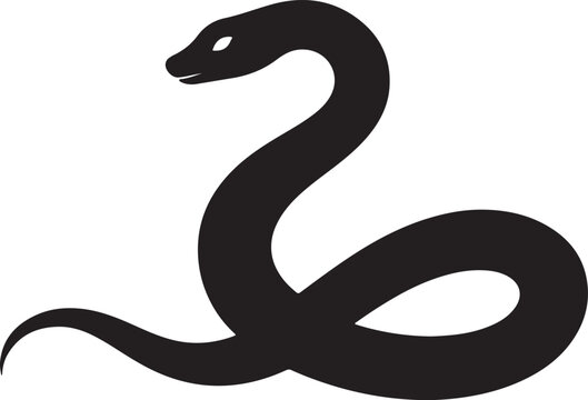 snake icon, snake vector silhouette, Curved snake animal symbol
