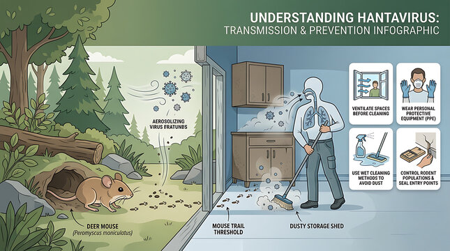 Hantavirus Transmission and Prevention Educational Infographic