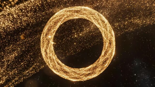 Golden ring of particles in space ideal for sleek commercial backgrounds and title sequences
